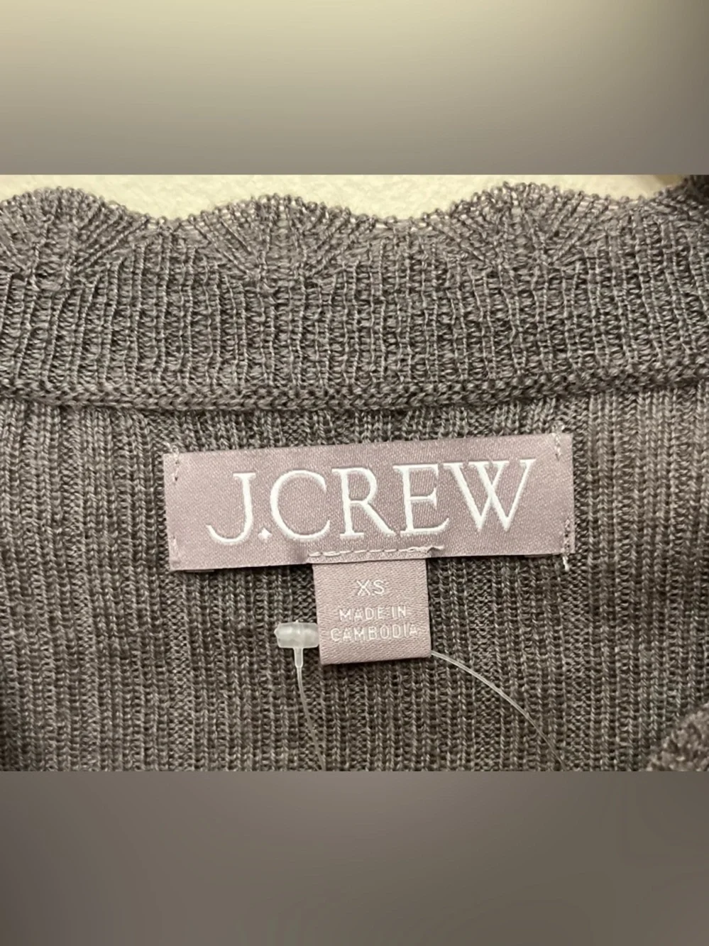 NWT J. Crew Ribbed Long Sleeve Top 100% Merino Wool Women's Size XS Grey